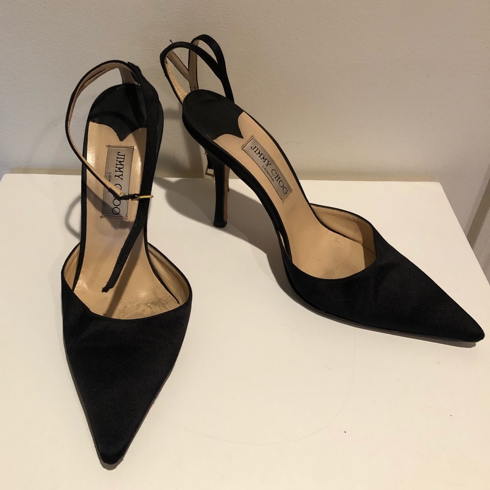 Jimmy Choo Black Satin Evening Heels